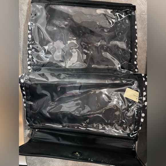 Kate Spade Makeup Travel Case 2 clear zipper compartments folds blue w… - Picture 11 of 16